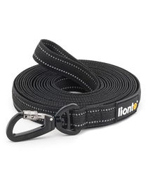 lionto Schleppleine für Hunde aus reflektierendem Nylon in Schwarz, 5 m, wasserabweisend und gummiert - 5 m – Bild 1 von 7