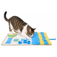 Produktbild von Lionto Schnüffelteppich für Katzen als Futterspielmatte zur geistigen Förderung, 100x60 cm, gelb/blau, mit Anti-Rutsch-Unterseite