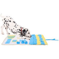 Produktbild von Lionto Schnüffelteppich für Hunde und Katzen aus Fleece mit rutschfester Unterseite 100x60 cm blau gelb bunt
