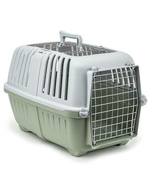lionto Tiertransportbox aus Kunststoff für Hunde und Katzen in Grün – Bild 1 von 8