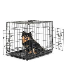 lionto Tiertransportbox aus Metall für Hunde und Katzen Größe L Schwarz – Bild 1 von 8