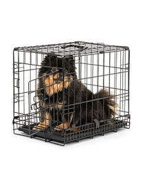 lionto Tiertransportbox aus Metall für kleine Hunde und Katzen in Schwarz Größe S – Bild 1 von 13