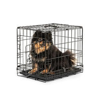 Produktbild von lionto Tiertransportbox aus Metall für kleine Hunde und Katzen in Schwarz Größe S