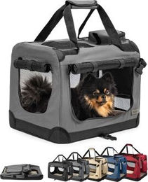 lionto Tiertransportbox aus Oxford-Gewebe für Hunde und Katzen kleiner Rassen grau L – Bild 1 von 9