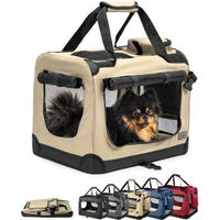 Produktbild von Lionto Tiertransportbox faltbar aus Oxford-Gewebe für Hunde kleiner Rassen und Katzen in Beige S