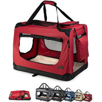 Produktbild von lionto Tiertransportbox für Katzen aus Oxford-Gewebe bis 12 kg 60x42x44 cm Dunkelrot