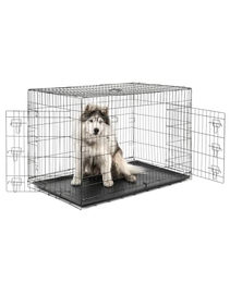 lionto Tiertransportbox für Hunde und Katzen aus Metall in Schwarz Größe L – Bild 1 von 8