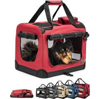 Produktbild von lionto Tiertransportbox für Hunde und Katzen aus Oxford-Gewebe faltbar Rot S
