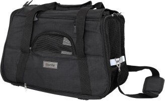 lionto Tiertransportbox für Hunde und Katzen kleine Rassen aus Oxford-Gewebe schwarz grau Größe L – Bild 1 von 13