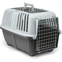 Produktbild von lionto Tiertransportbox für Katzen aus Kunststoff in Grau mit Metalltür 58,5x35,5x40 cm