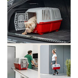 Lionto Transportbox aus Kunststoff für Hunde, Katzen und Kleintiere in Rot Größe S – Bild 1 von 6