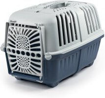 Lionto Transportbox aus Kunststoff für Hunde, Katzen und Kleintiere kleine Rassen Blau S – Bild 1 von 6