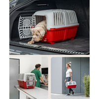 Produktbild von Lionto Transportbox aus Kunststoff für Hunde und Katzen in Rot Größe L