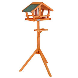 lionto Vogelhaus aus Holz mit wetterfestem Dach und Ständer in Braun – Bild 1 von 5