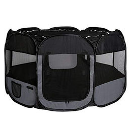 lionto Welpenlaufstall aus Oxford-Gewebe für Welpen schwarz/grau wasserabweisend – Bild 1 von 13