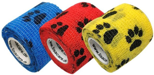 LisaCare Pfotenpflaster Tierbandagen aus Stoff 5cm x 4,5m bunt – Bild 1 von 3