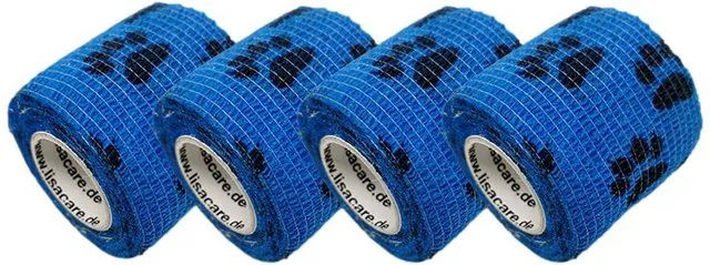 LisaCare Selbsthaftender Pfotenverband Gamaschen aus Baumwolle 5cm x 4,5m Blau – Bild 1 von 3