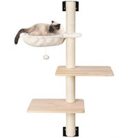 Produktbild von Liszton Wandmontage Katzenkratzbaum aus Holz mit Hängematte und 2 Plattformen in Beige 104cm