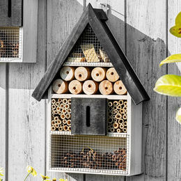 Produktbild von Litter Friends Insektenhotel aus Holz in Weiß und Schwarz 29,7 x 9 x 42 cm FSC-zertifiziert