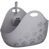 Produktbild von Litter Genie LitterBox Katzenklo offene Schalentoilette Grau aus Kunststoff mit Schaufel