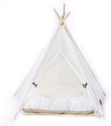little dove Hundetipi aus Baumwolle mit Matratze Weiß – Bild 1 von 4