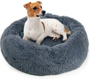 LITTLE LORD Hundebett Ceddie aus Plüsch dunkelgrau Größe L – Bild 1 von 3