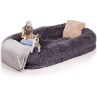 Produktbild von LITTLE LORD Hundebett Ceddie XXL für Riesenrassen mit Memory Foam und Schlaf-Set inkl. Decke und Kissen dunkelgrau 190 x 105 x 30 cm