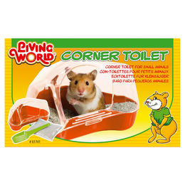 Produktbild von Living World Ecktoilette für Hamster aus Kunststoff in Rot und Transparent
