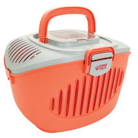 Produktbild von Living World Paws2go Hartschalen-Transportbox für Kleintiere Grau/Rosa/Orange aus Kunststoff
