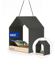LIVLIG 2in1 Vogelhaus und Vogeltränke aus Metall in Anthrazit zum Aufhängen – Bild 1 von 8
