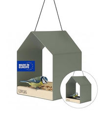 LIVLIG Vogelhaus aus Metall als 2in1 Vogelfutterhaus und Vogeltränke in Grün – Bild 1 von 8