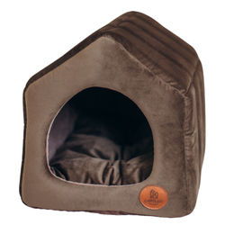 Produktbild von LokiLux Kuschelhöhle Katzenhöhle aus Velours Braun Größe M