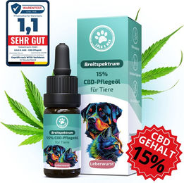 Lolo & Max CBD Öl 15% Leberwurst zur Beruhigung und Unterstützung der Gelenke für Hunde und Katzen 10ml – Bild 1 von 2