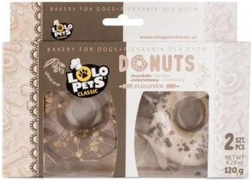 Produktbild von LOLO PETS Hundesnacks Donuts mit Vanille und Schokoladen-Haselnuss 120 g - 2 x 60 g