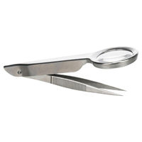 Produktbild von Lookie Flamingo Pinzette mit Lupe aus Metall in Silber für Haut und Fell