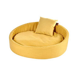 Love Story Hundebett Korb oval aus Polyester Gelb 80 x 60 x 28 cm – Bild 1 von 7