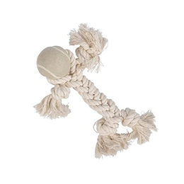Love Story Hundespielzeug aus Baumwolle mit Knoten und Ball in Natur Beige 25 cm - 25 cm – Bild 1 von 5
