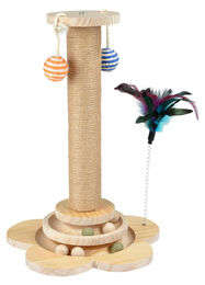 Love Story Kratzsäule mit integriertem Spielzeug, Juteseil und Holzstruktur – Bild 1 von 1