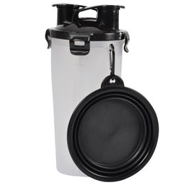 Love Story Reise-Set für Hunde und Katzen mit Wasserflasche, Futterbehälter und klappbarem Napf aus Kunststoff in Weiß und Transparent – Bild 1 von 2