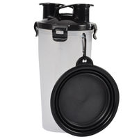 Produktbild von Love Story Reise-Set für Hunde und Katzen mit Wasserflasche, Futterbehälter und klappbarem Napf aus Kunststoff in Weiß und Transparent