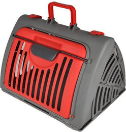 Love Story Transportbox für Hunde und Katzen aus Kunststoff faltbar Grau Rot 46 x 35 x 33 cm – Bild 1 von 12