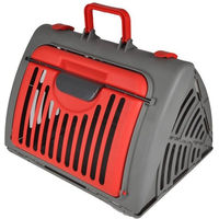 Produktbild von Love Story Transportbox für Hunde und Katzen aus Kunststoff faltbar Grau Rot 46 x 35 x 33 cm