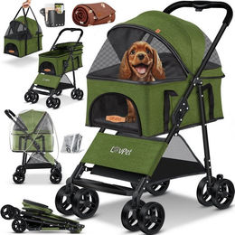 Lovpet 2in1 Hundebuggy und Katzenbuggy faltbar mit Transportbox und Regenschutz für Hunde und Katzen bis 20kg – Bild 1 von 5