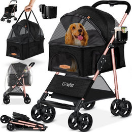 Lovpet 2in1 Hundebuggy und Katzenbuggy mit Transportbox und Regenschutz Schwarz für Hunde und Katzen bis 20kg – Bild 1 von 5