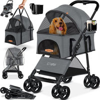 Produktbild von Lovpet 2in1 Hundebuggy und Transportbox für Hunde und Katzen bis 20kg grau faltbar mit Regenschutz und Oxford-Gewebe