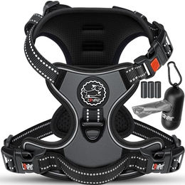 LOVPET Hundegeschirr No-Pull Sicherheitsgeschirr für Welpen und Hunde Grau XL wasserabweisend – Bild 1 von 10