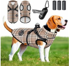 Lovpet Hundejacke mit integriertem Geschirr und Kotbeutel-Set wasserdicht gefüttert mit Reflektoren – Bild 1 von 1