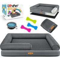 Produktbild von LovPet Orthopädisches Hundebett mit Memory Foam und Napf sowie Kauknochen in Grau