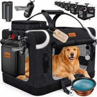 Produktbild von LOVPET Transportbox für Hunde und Katzen faltbar inkl. Hundenapf und Schultergurt Schwarz XXXL 102x70x70cm