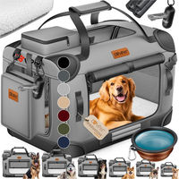 Produktbild von LOVPET Transportbox XXL für Hunde und Katzen inkl. Hundenapf faltbar Grau